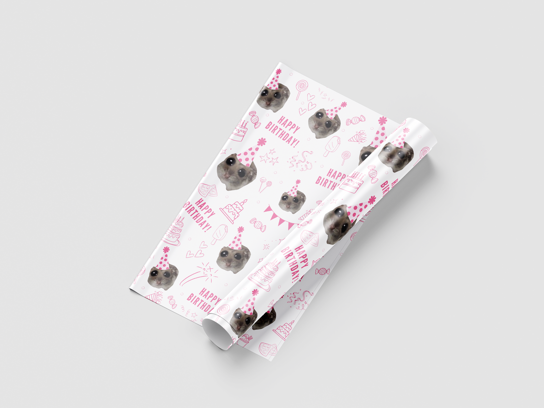 HAPPY SAD HAMSTER| EXTRADICKES GESCHENKPAPIER | 5 Stück 70cm x 50cm