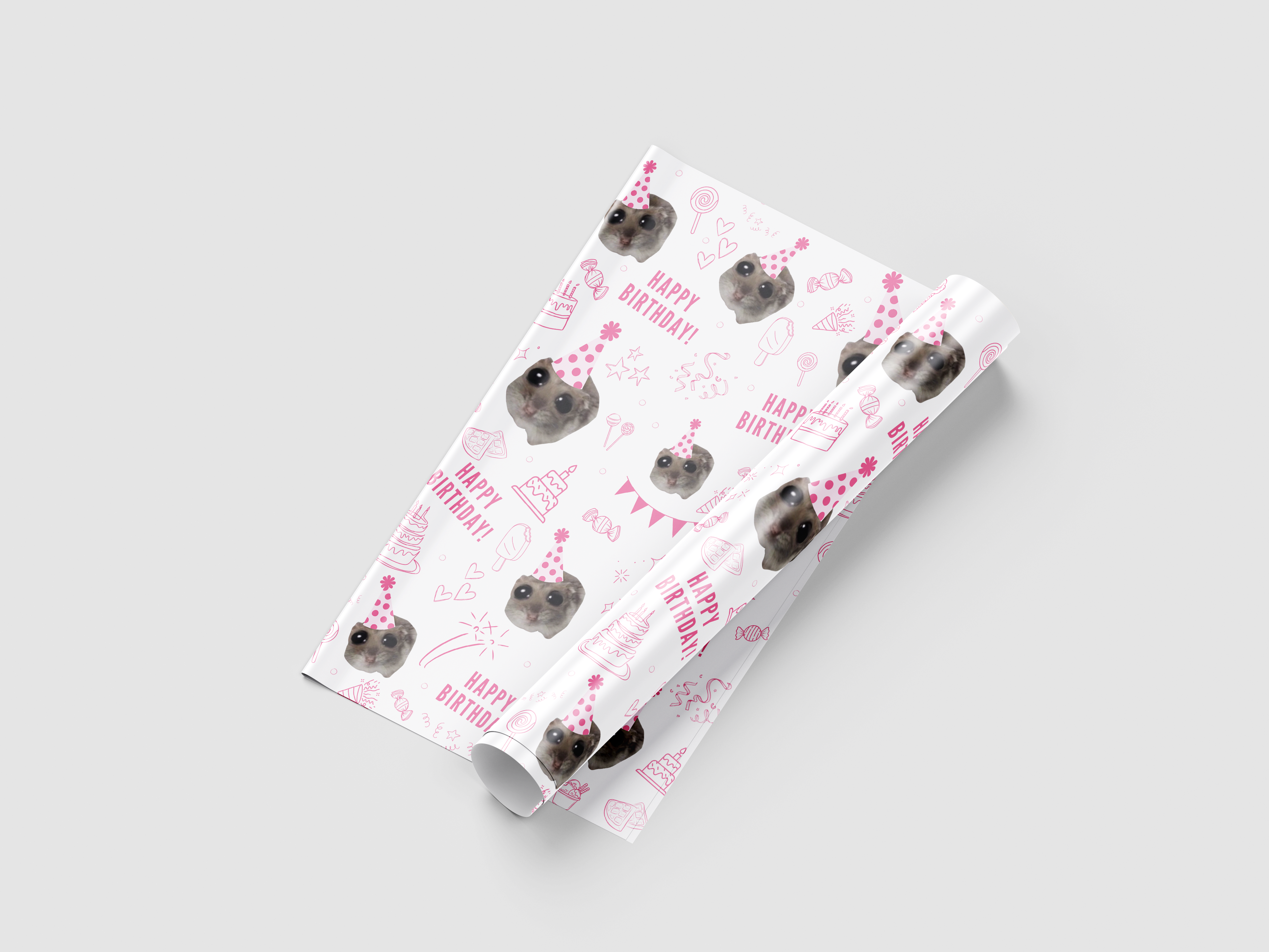 HAPPY SAD HAMSTER| EXTRADICKES GESCHENKPAPIER | 5 Stück 70cm x 50cm
