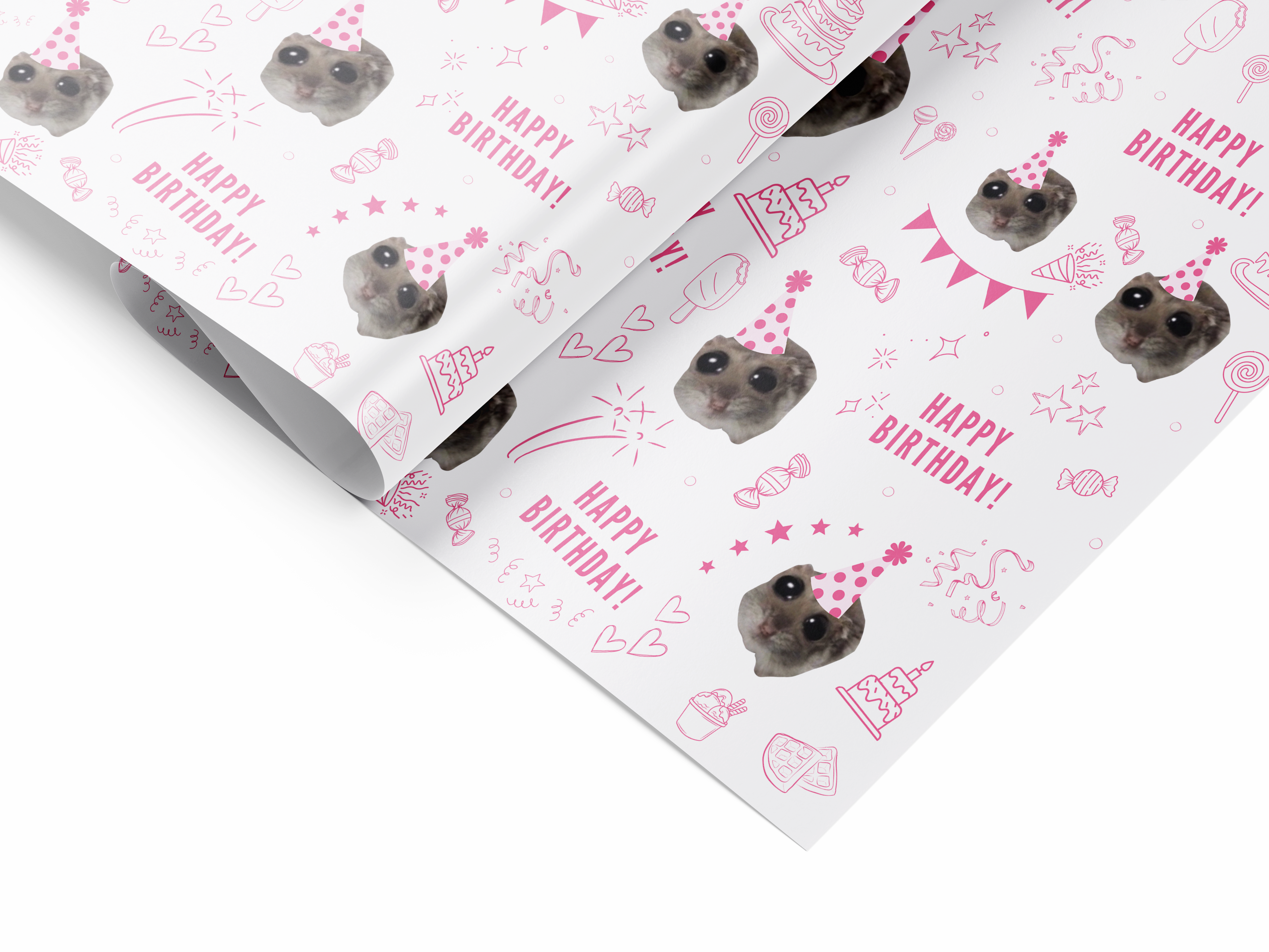 HAPPY SAD HAMSTER| EXTRADICKES GESCHENKPAPIER | 5 Stück 70cm x 50cm