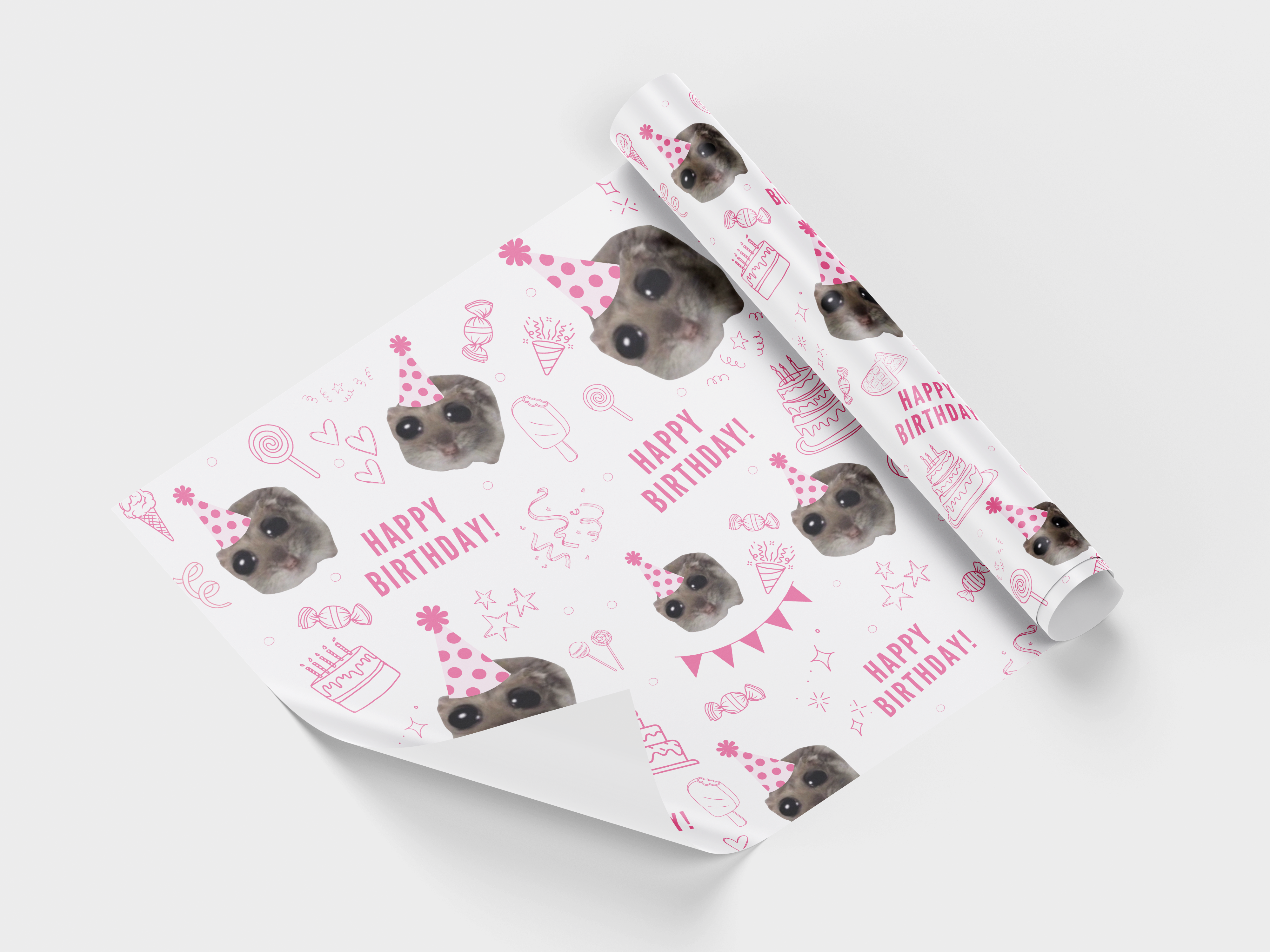 HAPPY SAD HAMSTER| EXTRADICKES GESCHENKPAPIER | 5 Stück 70cm x 50cm
