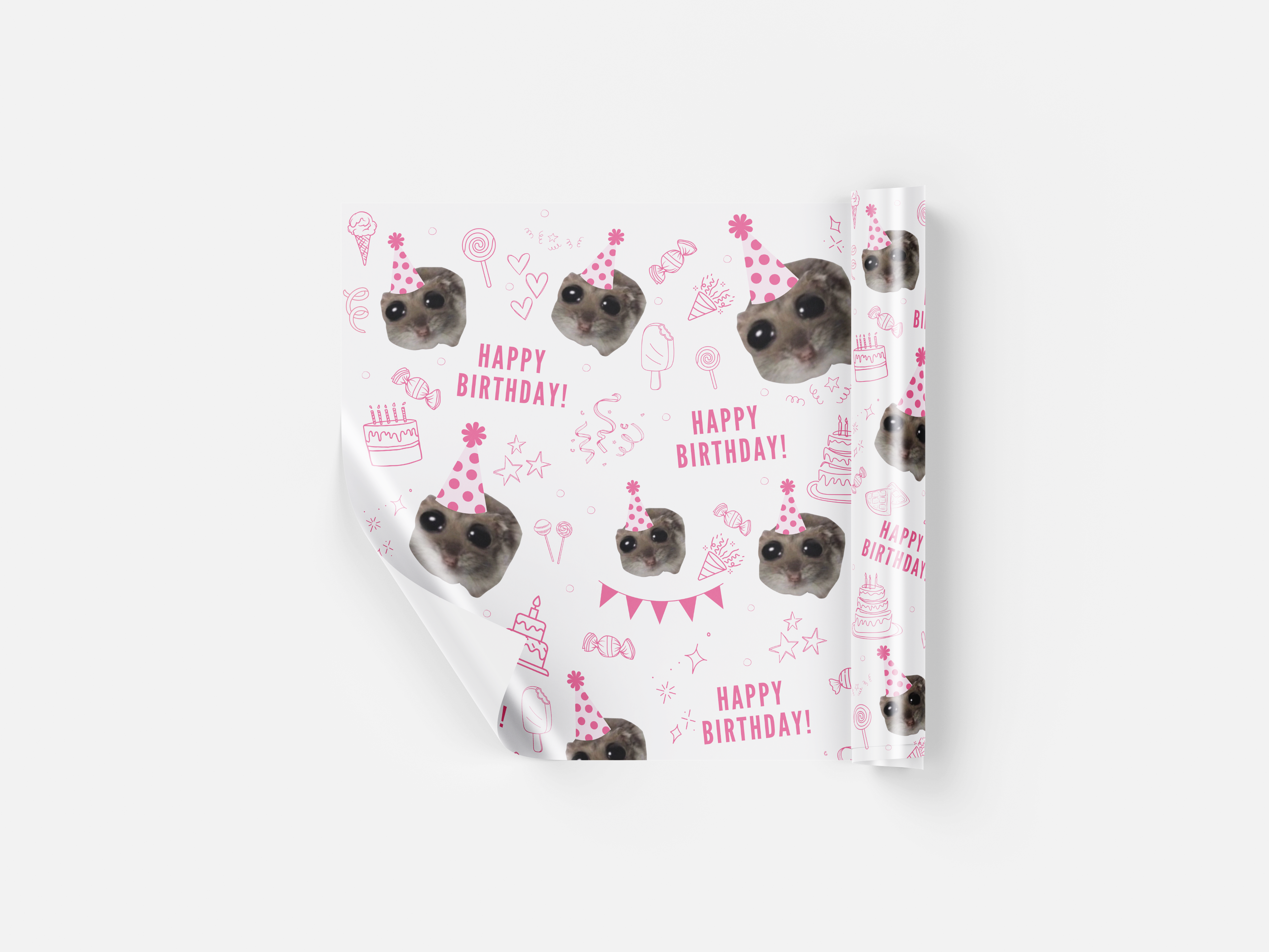 HAPPY SAD HAMSTER| EXTRADICKES GESCHENKPAPIER | 5 Stück 70cm x 50cm