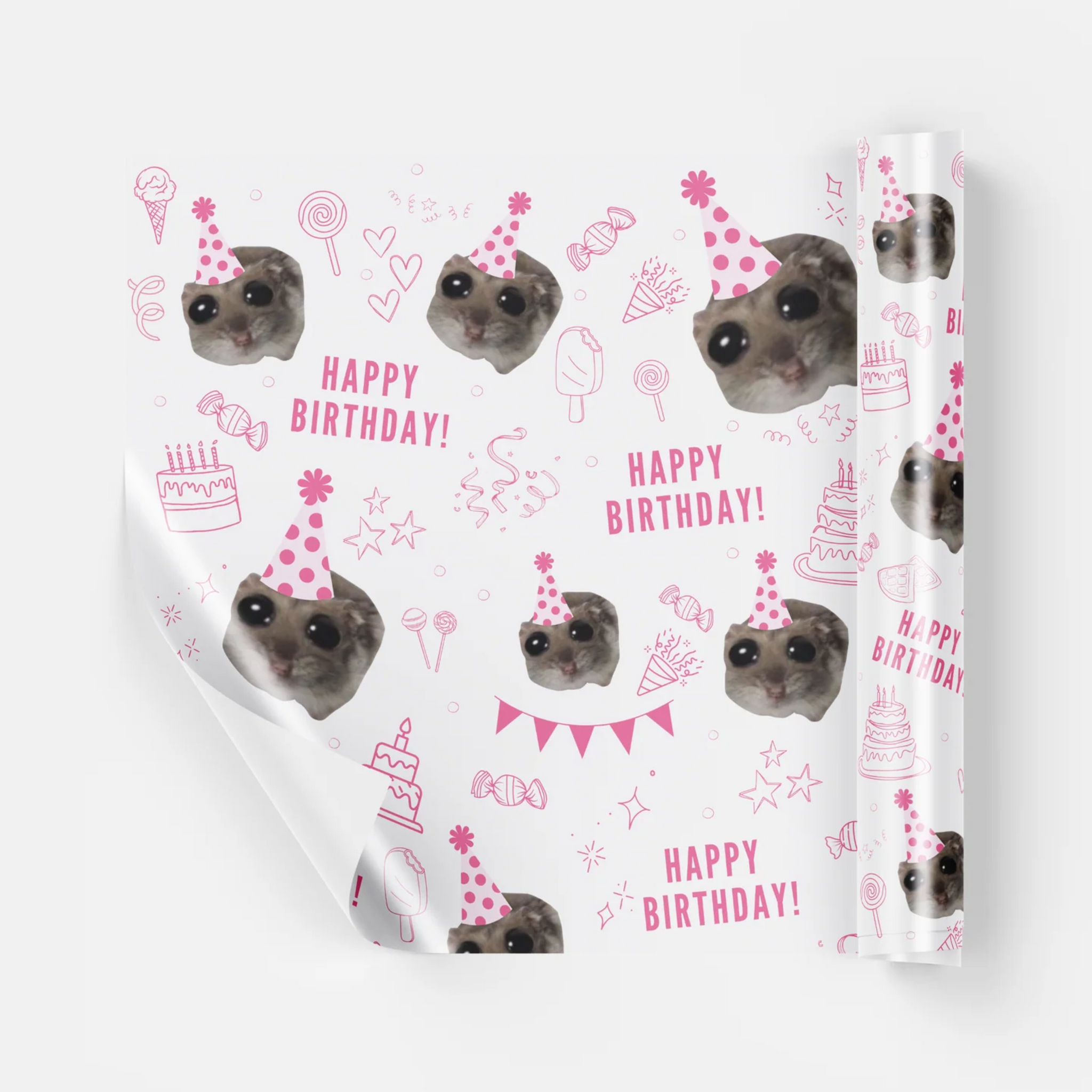 HAPPY SAD HAMSTER| EXTRADICKES GESCHENKPAPIER | 5 Stück 70cm x 50cm