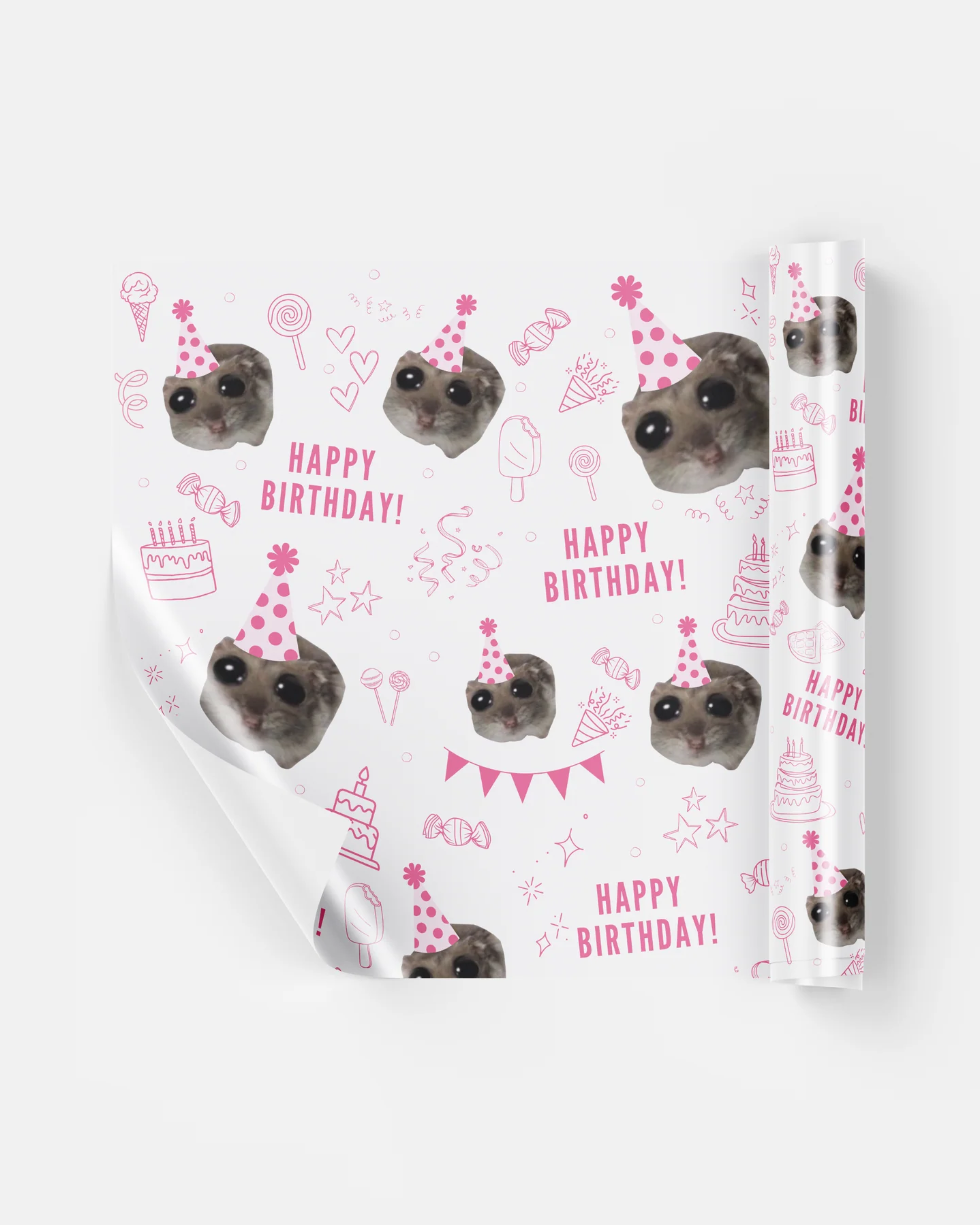 HAPPY SAD HAMSTER| EXTRADICKES GESCHENKPAPIER | 5 Stück 70cm x 50cm